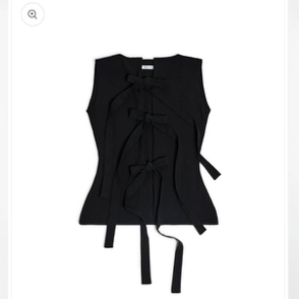 Atelier Tulpe Tie Front Shirt - Black - Medium